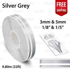SILVER GREY 15mm 9/16" Twin Lines Roll PIN STRIPE Car TAPE Decal Vinyl Sticker
