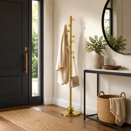 Gold freestanding coat stand - freestanding,