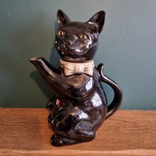 Tony Wood Pussy Foot Black Cat Teapot Vintage Novelty Pottery Staffordshire