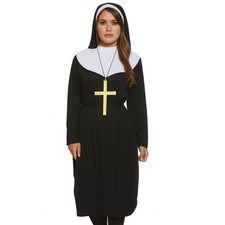 Nun Costume Halloween Fancy Dress Funny Scary Hen Party Ladies Costume