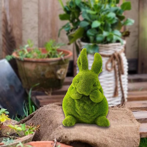Rabbit statue furry flocked - rabbit,