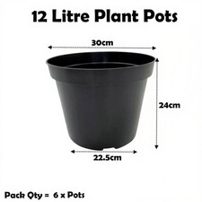 12 Litre Black Plant Pots