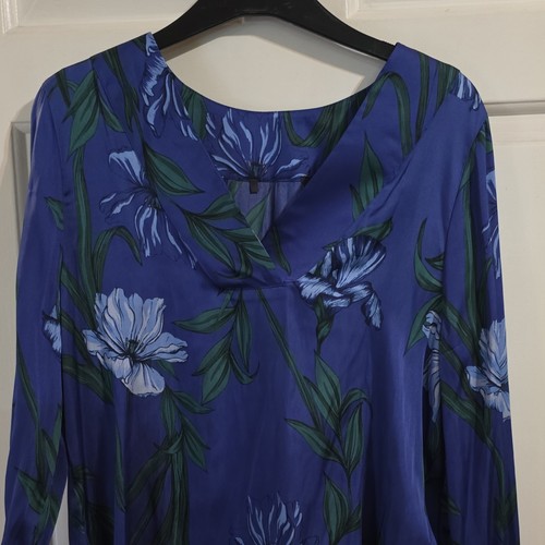 Blue floral satin v - m&s, v-neck