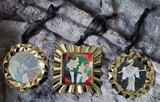 CLINTONS 3 x PHOTO HANGING FRAME GOLD ART DECO MINI 2" & 2.25" HANGING CHRISTMAS