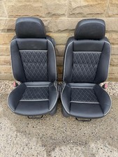 Vauxhall Astra H Mk5 Van Front Leather Black Seats With White Diamond Stitching