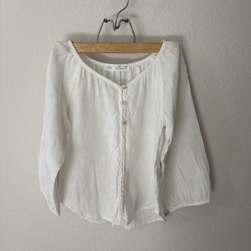 Zara white linen - linen, blouse