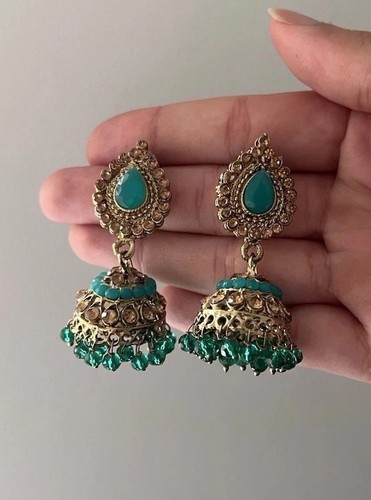 Emerald green jhumka earrings - jhumka,