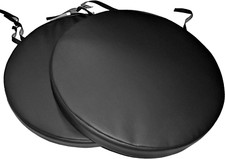 2 Black Faux Leather Round