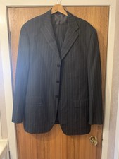 Giorgio Armani Pure Wool Men’s 2 Piece Suit Black With Pinstripe Size 44uk 54eu
