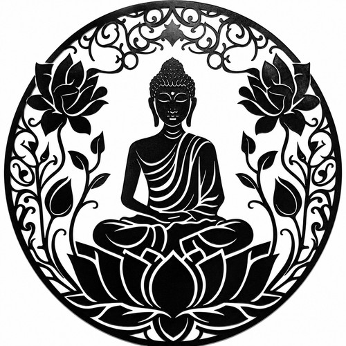 Buddha lotus metal - buddha, wall