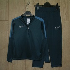 Nike Dri-fit Boys Teal Joggers 1/4 Zip Jumper Jogging Tracksuit Age 6-7 122cm