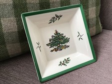 SPODE CHRISTMAS TREE. SQ. DISH. 15x4cm. VGC