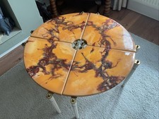 Antique Marble Look Circular 4 Segment Coffee Table Very Rare