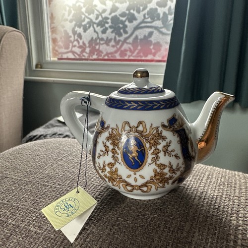 Porcelain art miniature teapot - porcelain,