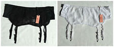 NEW LADIES PLUS SIZES 6-20 WHITE BLACK LACE SUSPENDER BELT WITH ADJUSTABLE CLIPS