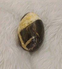 Solid Marble Egg Stone Carved Vintage Marble Egg Black VGC 