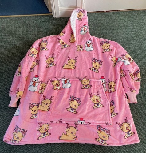 Pink reindeer oodie oversized - reindeer,