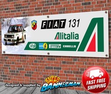 Fiat 131 Abarth Alitalia Rally Car PVC Banner for Garage, Workshop etc