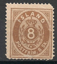 Iceland Stamps 1873 8sk Brown