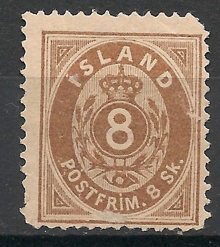 Iceland stamps 1873 8sk brown - stamps,