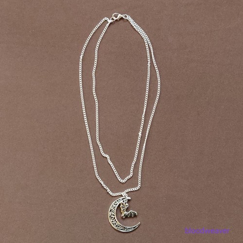 Moon and bat tibetan - bat, silver