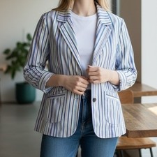 Lavender Blue Striped Button