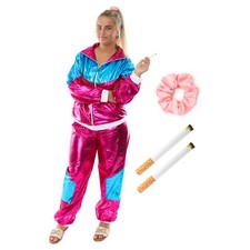 90S CHAV FANCY DRESS COSTUME PINK TRACKSUIT 1990S BEST OF BRITISH PARTY 
