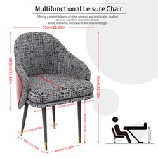 2x Modern Soft Dining Chair Leisure Artistic Linen Stitching Leather Office Seat