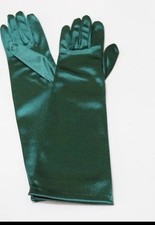 Long Green Stretch Satin Opera evening Gloves True Vintage 90s Burlesque Unworn