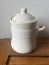 Zara Home Beige Stoneware Airtight Lidded Pot Sugar Honey Etc Hole For Spoon 4”