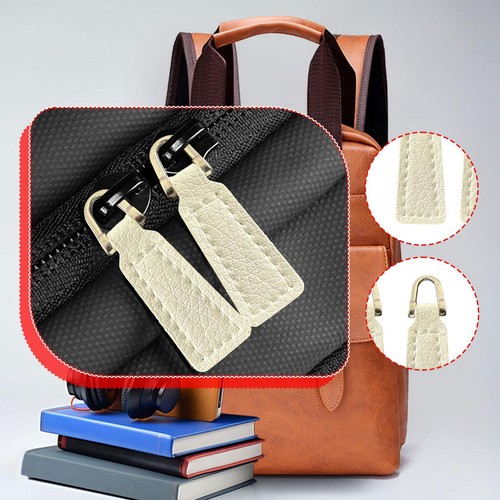 Leather zipper pull - leather, tabs