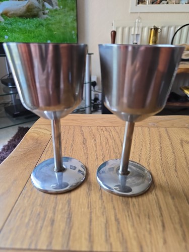 Stainless steel wine goblets - stainless,