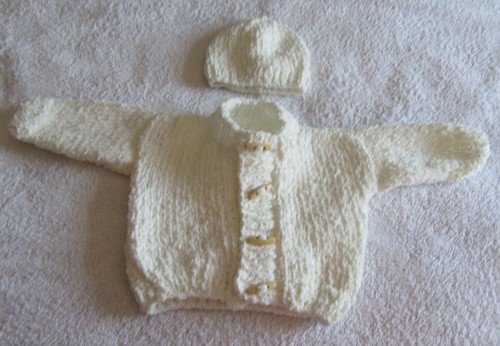 Hand knitted chunky knit white