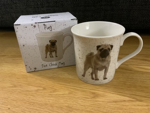 Cute pug mug cup waggy - cup, tails