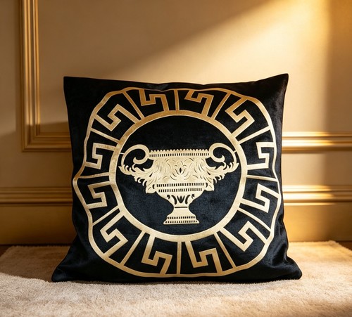 Greek key circle - circle, gold