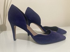 Reiss Suede High Heel Shoes Pointed Toe, Electric Purple/Blue, UK Size 6, EU 39