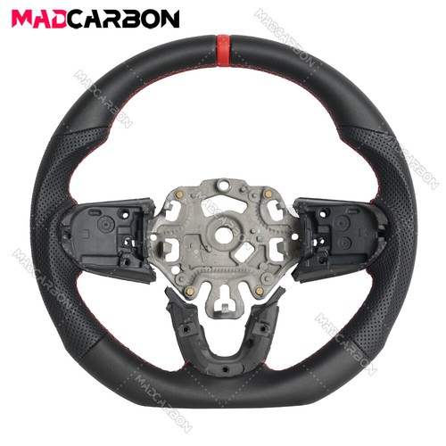 Black leather steering - steering, wheel