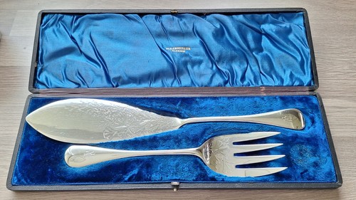 Antique boxed fish servers - boxed,