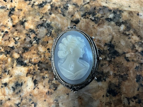 Vintage blue cameo lady - cameo, in