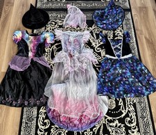 Girls Kids Witch Gothic Bride Costume Halloween Fancy Dress Outfit Age 7-8 9-10