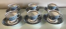 Wedgwood Florentine Bone China Tea Cups and Saucers X6 - Turquoise