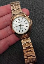 Seiko Kinetic 5M62-0AV0 Gold Colour Men's Watch Runs Brieflly Needs Capacitor 
