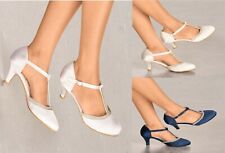 LADIES SATIN DIAMANTE T-STRAP