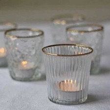 Ribbed Clear Glass Tea Light