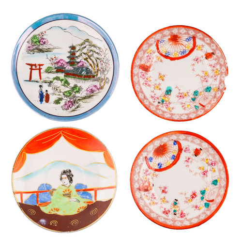 Japanese porcelain saucer set - porcelain,