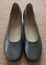 Hotter Precious Metallic Grey Leather Shoes Size UK 9 Standard Width