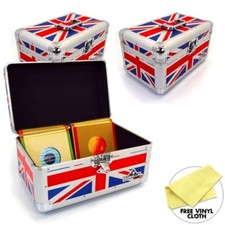 Gorilla 7" Singles Vinyl Record Box Storage Carry Case Holds 200 (Union Jack) x3