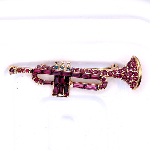 Vintage trumpet brooch - trumpet,