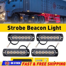 4x 12V 24V 6 LED Amber Strobe