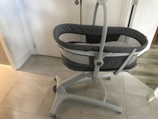 Baby Bassinet On Wheels Which Converts to Sit At Table Chair. Used